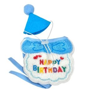 Pet Birthday Hat and Bib Set Blue/White for Small-Medium Dogs Cats NWT
